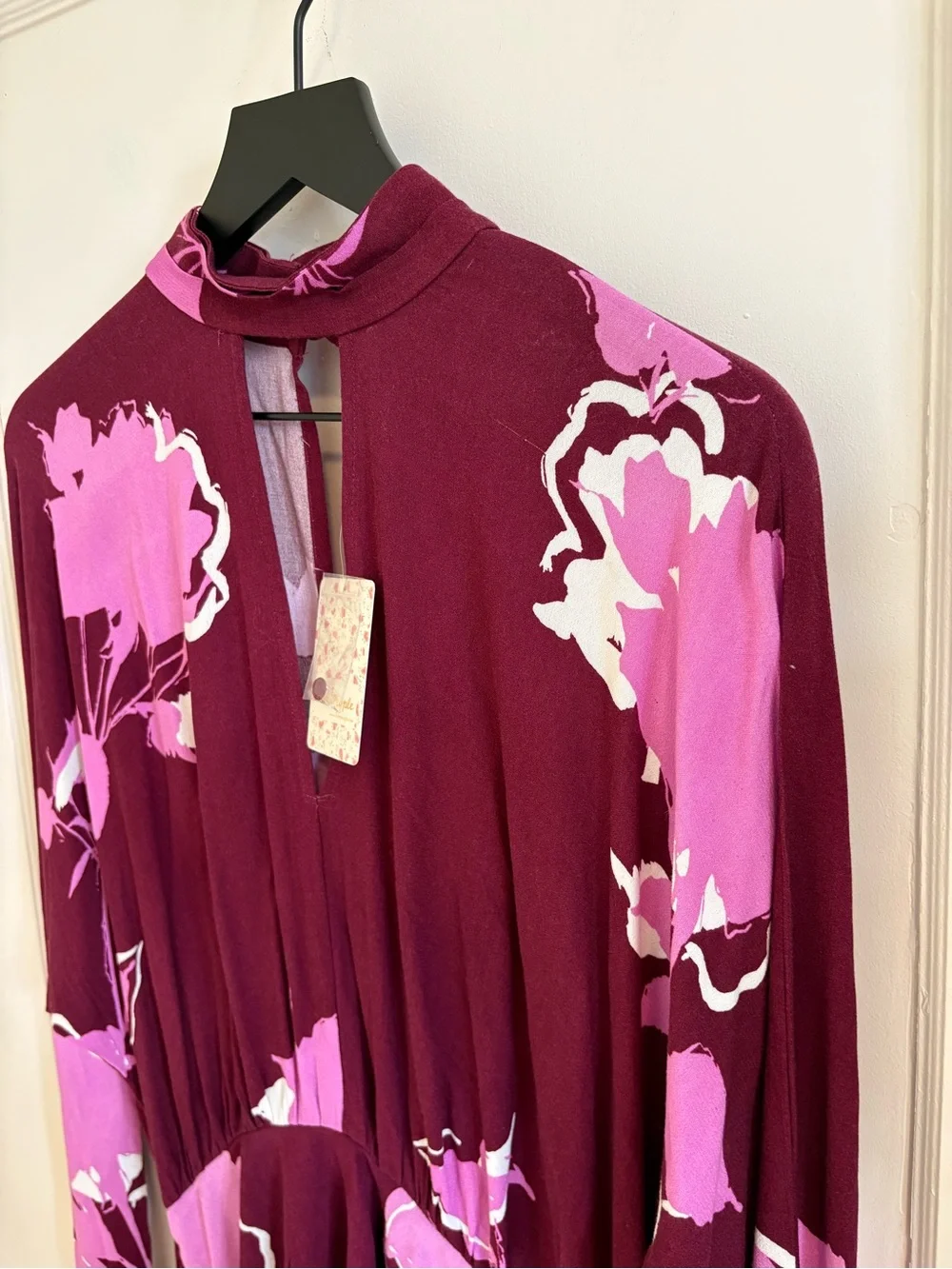 Free People Women’s Say You Love Me Plum Floral Tie-Front Top Small
